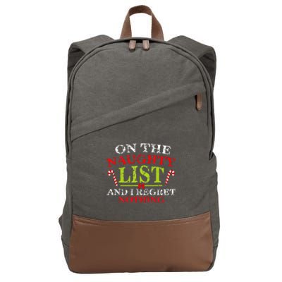 Funny On The List Of Naughty And I Regret Nothing Christmas  Cotton Canvas Backpack