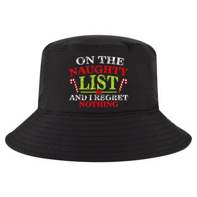 Funny On The List Of Naughty And I Regret Nothing Christmas Cool Comfort Performance Bucket Hat