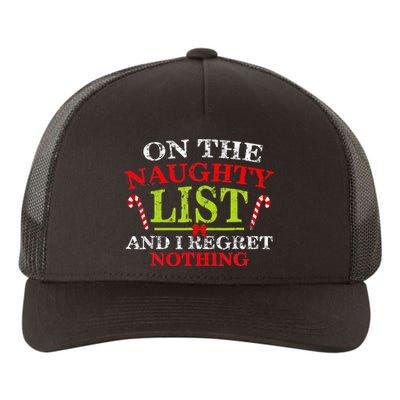 Funny On The List Of Naughty And I Regret Nothing Christmas Yupoong Adult 5-Panel Trucker Hat