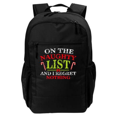 Funny On The List Of Naughty And I Regret Nothing Christmas Daily Commute Backpack