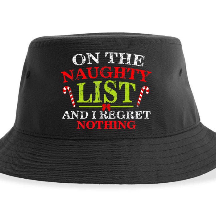 Funny On The List Of Naughty And I Regret Nothing Christmas Sustainable Bucket Hat