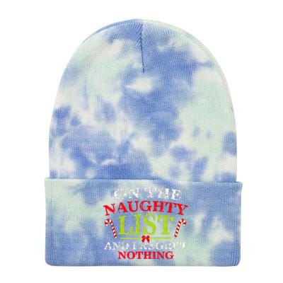 Funny On The List Of Naughty And I Regret Nothing Christmas Tie Dye 12in Knit Beanie