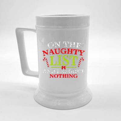 Funny On The List Of Naughty And I Regret Nothing Christmas Beer Stein