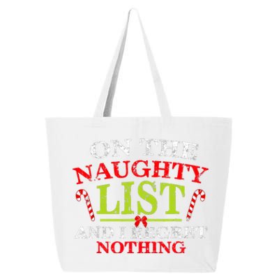 Funny On The List Of Naughty And I Regret Nothing Christmas 25L Jumbo Tote