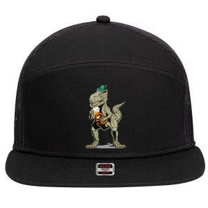 Funny Oktoberfest Tyrannosaurus Rex T Rex Dinosaur 7 Panel Mesh Trucker Snapback Hat