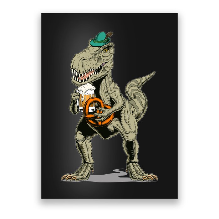 Funny Oktoberfest Tyrannosaurus Rex T Rex Dinosaur Poster