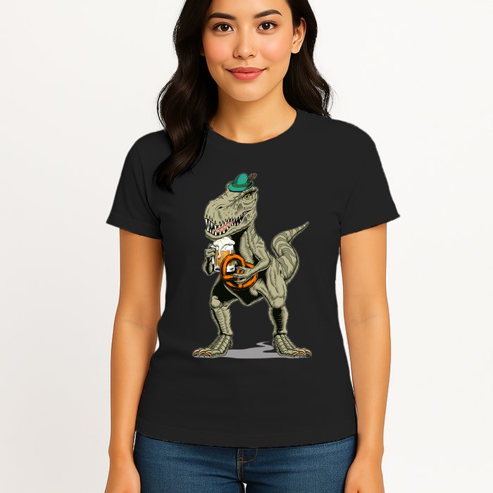 Funny Oktoberfest Tyrannosaurus Rex T Rex Dinosaur Womens T-Shirt