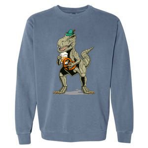 Funny Oktoberfest Tyrannosaurus Rex T Rex Dinosaur Garment-Dyed Sweatshirt