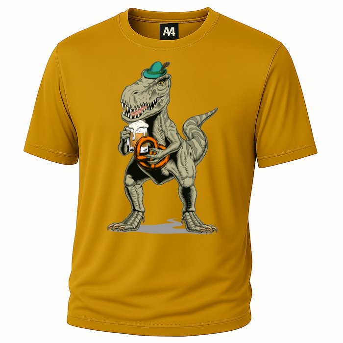 Funny Oktoberfest Tyrannosaurus Rex T Rex Dinosaur Cooling Performance Crew T-Shirt