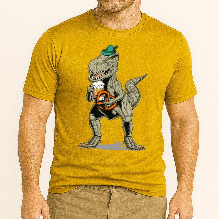 Funny Oktoberfest Tyrannosaurus Rex T Rex Dinosaur Cooling Performance Crew T-Shirt