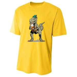 Funny Oktoberfest Tyrannosaurus Rex T Rex Dinosaur Youth Performance Sprint T-Shirt