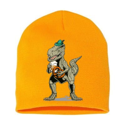 Funny Oktoberfest Tyrannosaurus Rex T Rex Dinosaur Short Acrylic Beanie