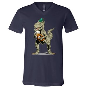 Funny Oktoberfest Tyrannosaurus Rex T Rex Dinosaur V-Neck T-Shirt