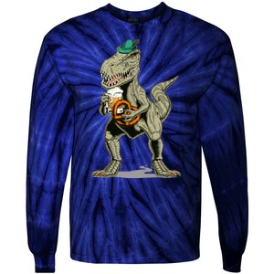 Funny Oktoberfest Tyrannosaurus Rex T Rex Dinosaur Tie-Dye Long Sleeve Shirt