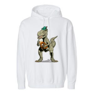 Funny Oktoberfest Tyrannosaurus Rex T Rex Dinosaur Garment-Dyed Fleece Hoodie