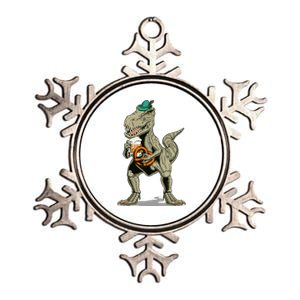 Funny Oktoberfest Tyrannosaurus Rex T Rex Dinosaur Metallic Star Ornament