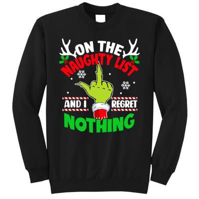 Funny On The List Of Naughty And I Regret Nothing Christmas Sweatshirt