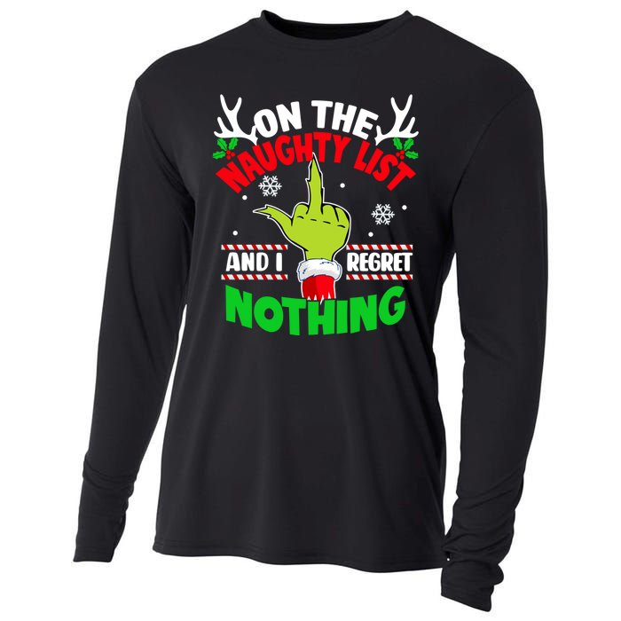 Funny On The List Of Naughty And I Regret Nothing Christmas Cooling Performance Long Sleeve Crew