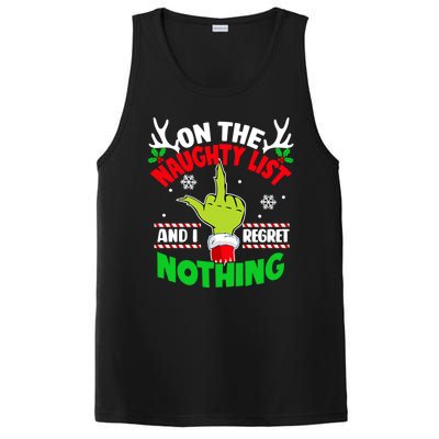 Funny On The List Of Naughty And I Regret Nothing Christmas PosiCharge Competitor Tank