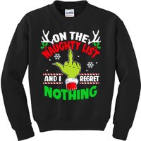 Funny On The List Of Naughty And I Regret Nothing Christmas Kids Sweatshirt