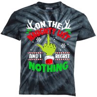 Funny On The List Of Naughty And I Regret Nothing Christmas Kids Tie-Dye T-Shirt