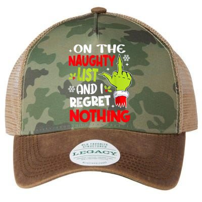 Funny On The List Of Naughty And I Regret Nothing Christmas Legacy Tie Dye Trucker Hat