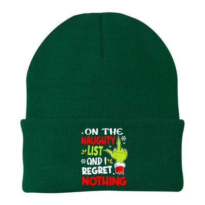 Funny On The List Of Naughty And I Regret Nothing Christmas Knit Cap Winter Beanie