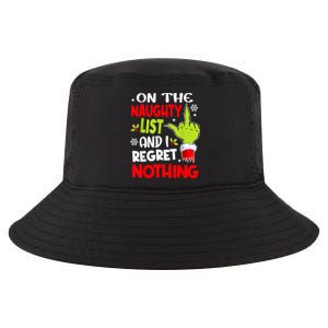 Funny On The List Of Naughty And I Regret Nothing Christmas Cool Comfort Performance Bucket Hat