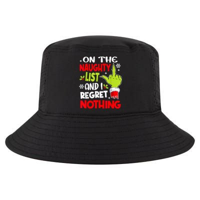 Funny On The List Of Naughty And I Regret Nothing Christmas Cool Comfort Performance Bucket Hat