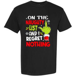 Funny On The List Of Naughty And I Regret Nothing Christmas Garment-Dyed Heavyweight T-Shirt