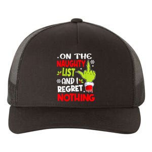 Funny On The List Of Naughty And I Regret Nothing Christmas Yupoong Adult 5-Panel Trucker Hat