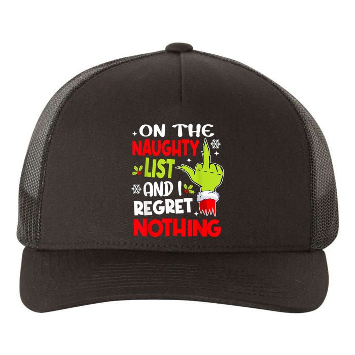 Funny On The List Of Naughty And I Regret Nothing Christmas Yupoong Adult 5-Panel Trucker Hat