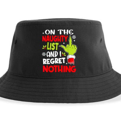 Funny On The List Of Naughty And I Regret Nothing Christmas Sustainable Bucket Hat