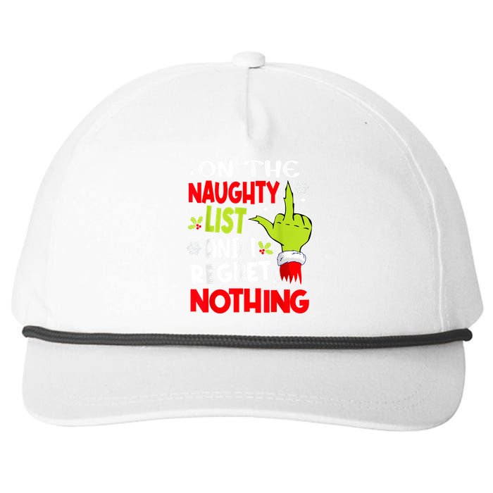 Funny On The List Of Naughty And I Regret Nothing Christmas Snapback Five-Panel Rope Hat