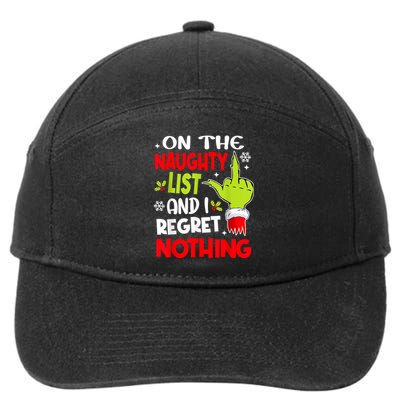 Funny On The List Of Naughty And I Regret Nothing Christmas 7-Panel Snapback Hat