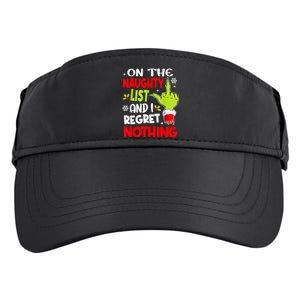 Funny On The List Of Naughty And I Regret Nothing Christmas Adult Drive Performance Visor