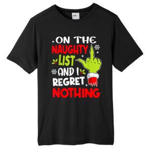 Funny On The List Of Naughty And I Regret Nothing Christmas Tall Fusion ChromaSoft Performance T-Shirt