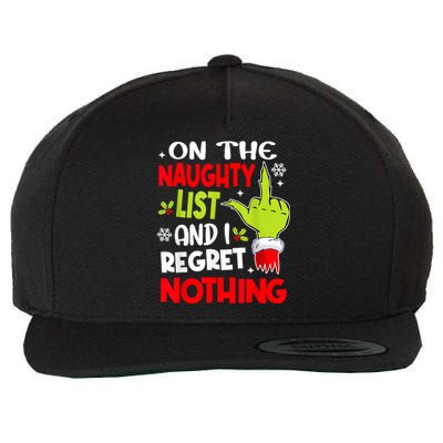 Funny On The List Of Naughty And I Regret Nothing Christmas Wool Snapback Cap