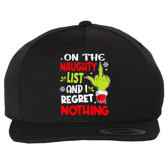 Funny On The List Of Naughty And I Regret Nothing Christmas Wool Snapback Cap