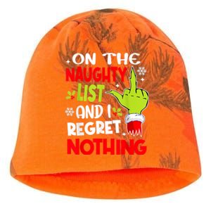 Funny On The List Of Naughty And I Regret Nothing Christmas Kati - Camo Knit Beanie