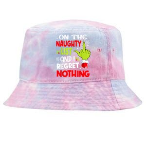 Funny On The List Of Naughty And I Regret Nothing Christmas Tie-Dyed Bucket Hat