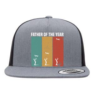 Father Of The Year Funny Dad Throwing Child In Sky Flat Bill Trucker Hat