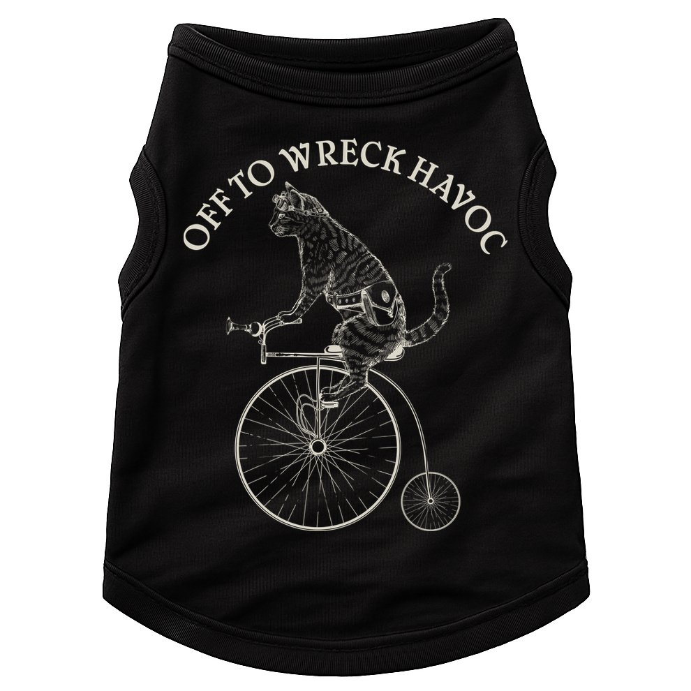 Funny Old Timey Vintage Cat Off To Wreck Havoc Doggie Tank