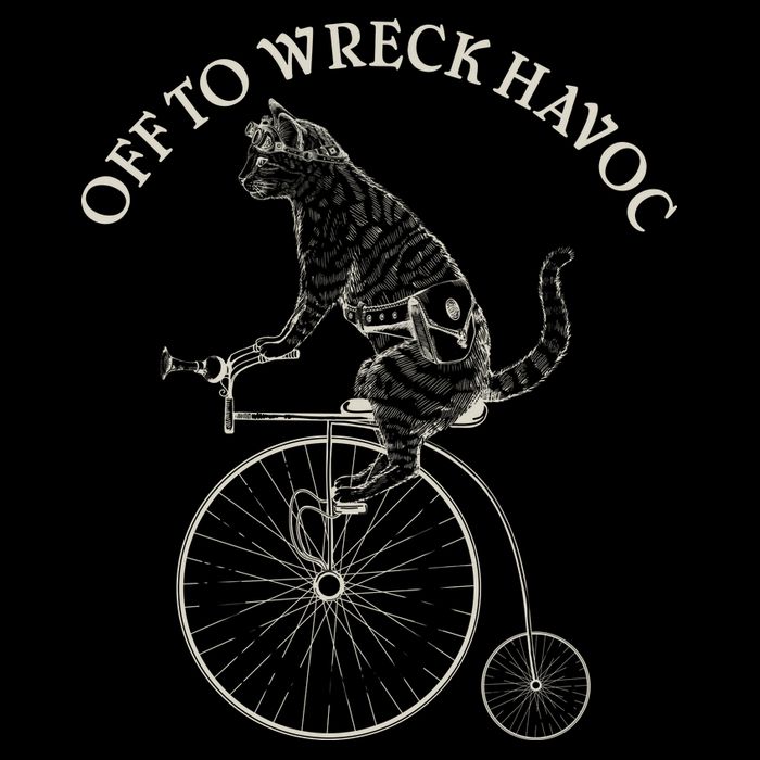 Funny Old Timey Vintage Cat Off To Wreck Havoc Doggie Tank