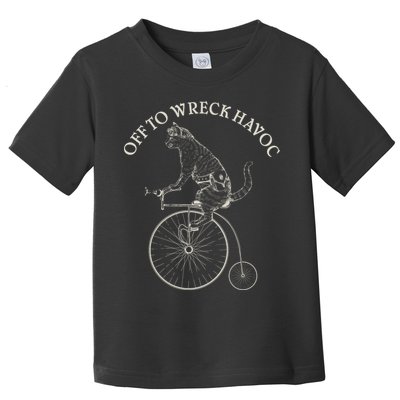 Funny Old Timey Vintage Cat Off To Wreck Havoc Toddler T-Shirt