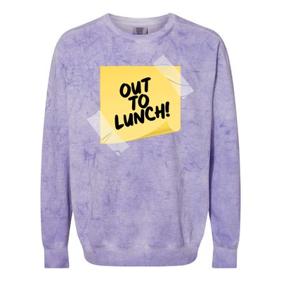 Funny Out To Lunch Taped Note Colorblast Crewneck Sweatshirt