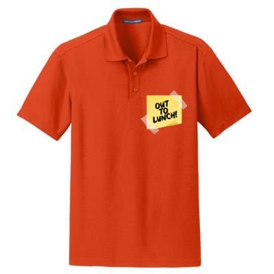 Funny Out To Lunch Taped Note Dry Zone Grid Polo