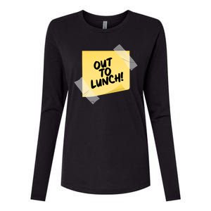 Funny Out To Lunch Taped Note Womens Cotton Relaxed Long Sleeve T-Shirt