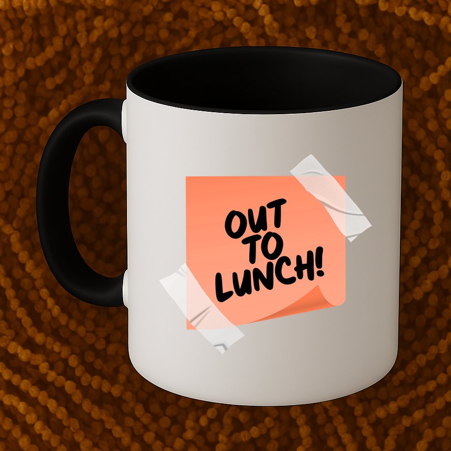 Funny Out To Lunch Taped Note Mug