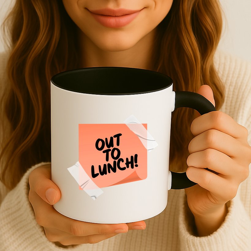 Funny Out To Lunch Taped Note Mug